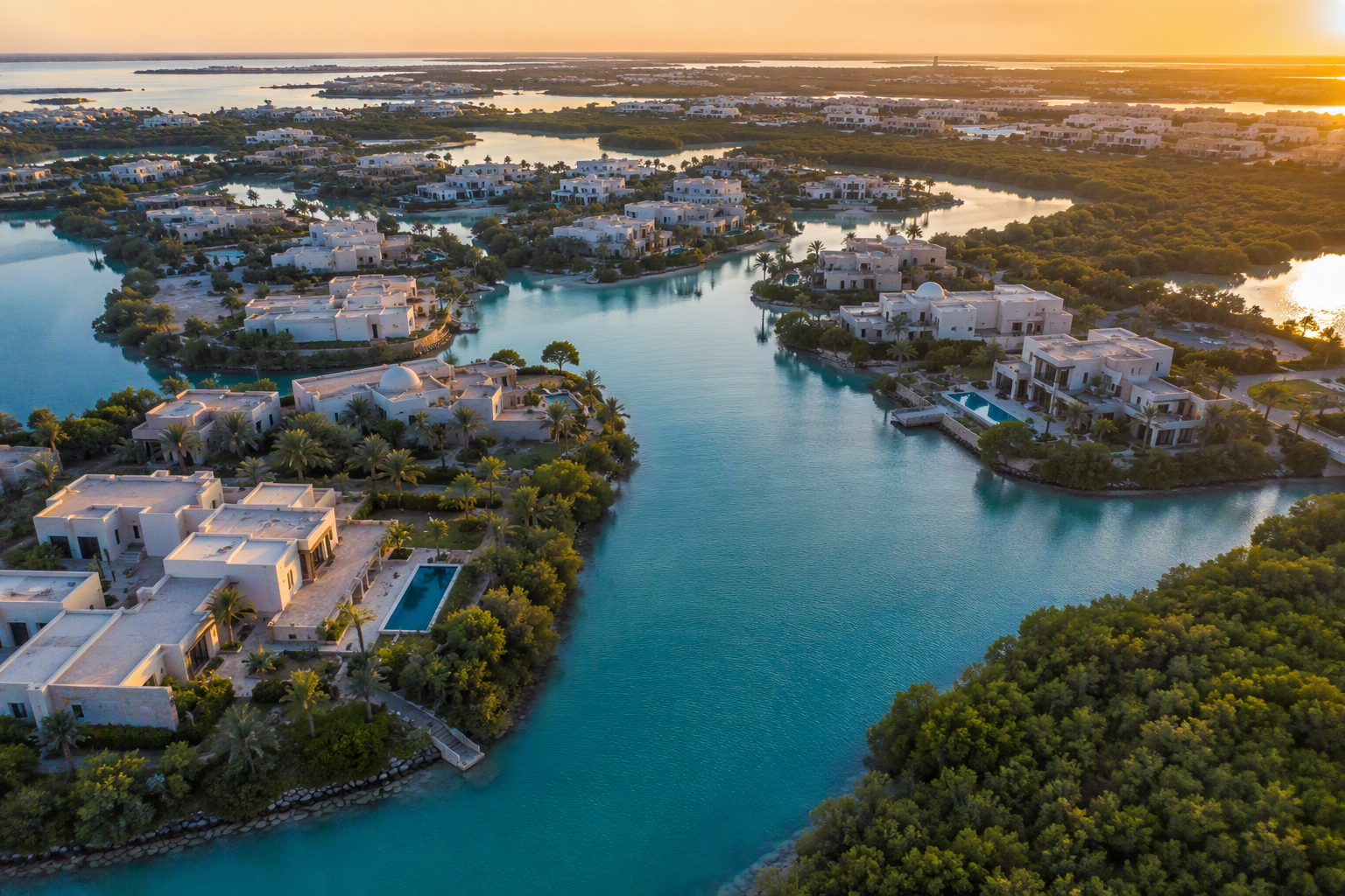 Al Jubail Island villas among mangroves and waterways, Abu Dhabi