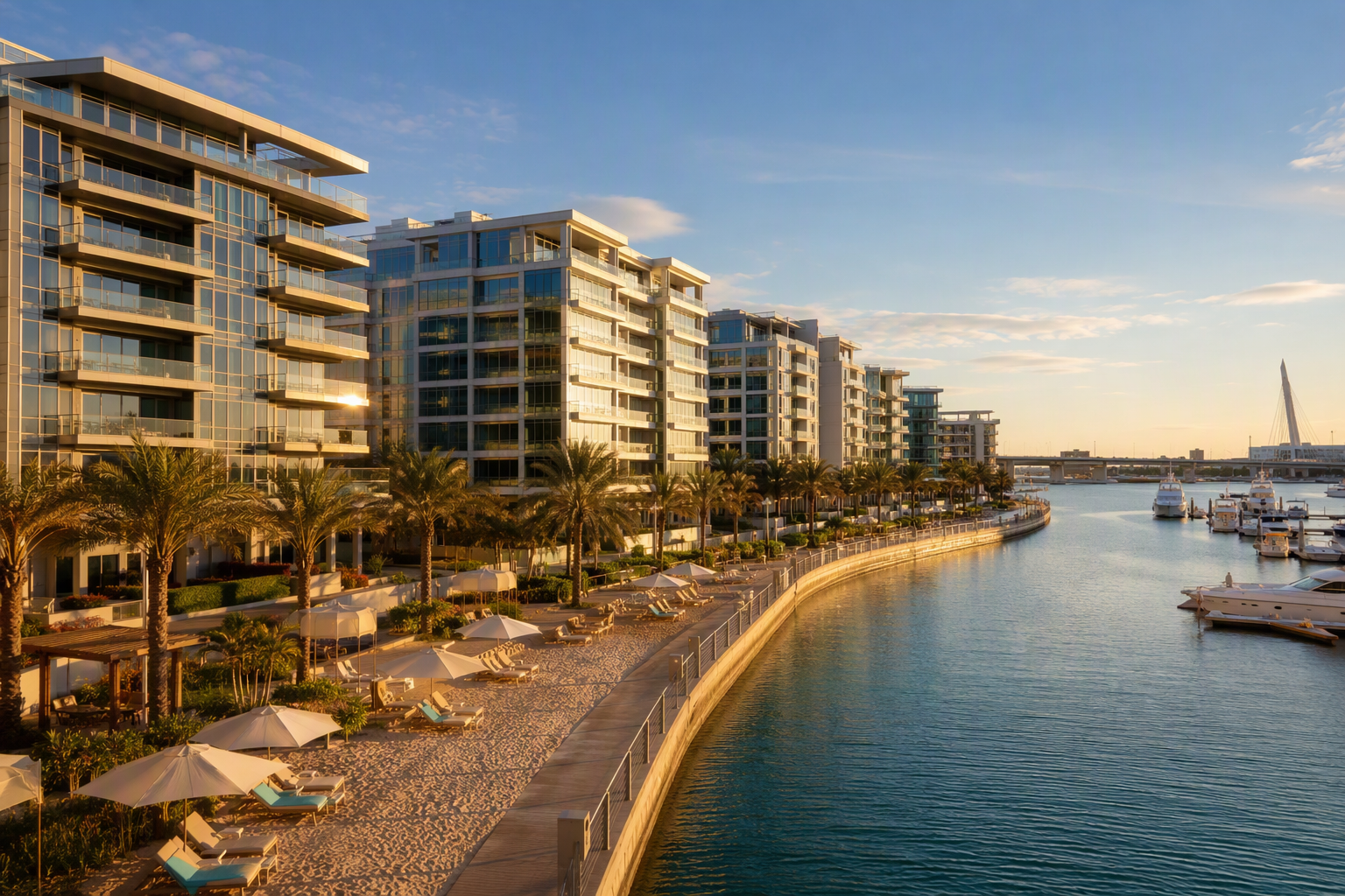 Al Raha Beach waterfront apartments and promenade, Abu Dhabi