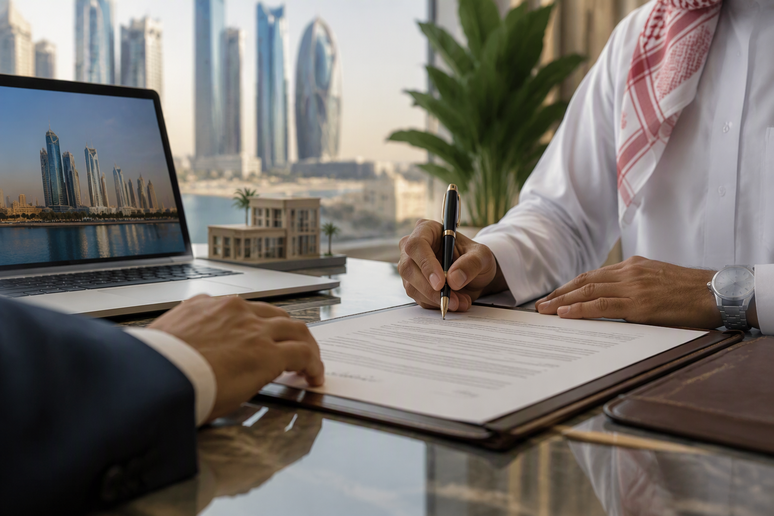 Signing an off-plan property contract in Abu Dhabi